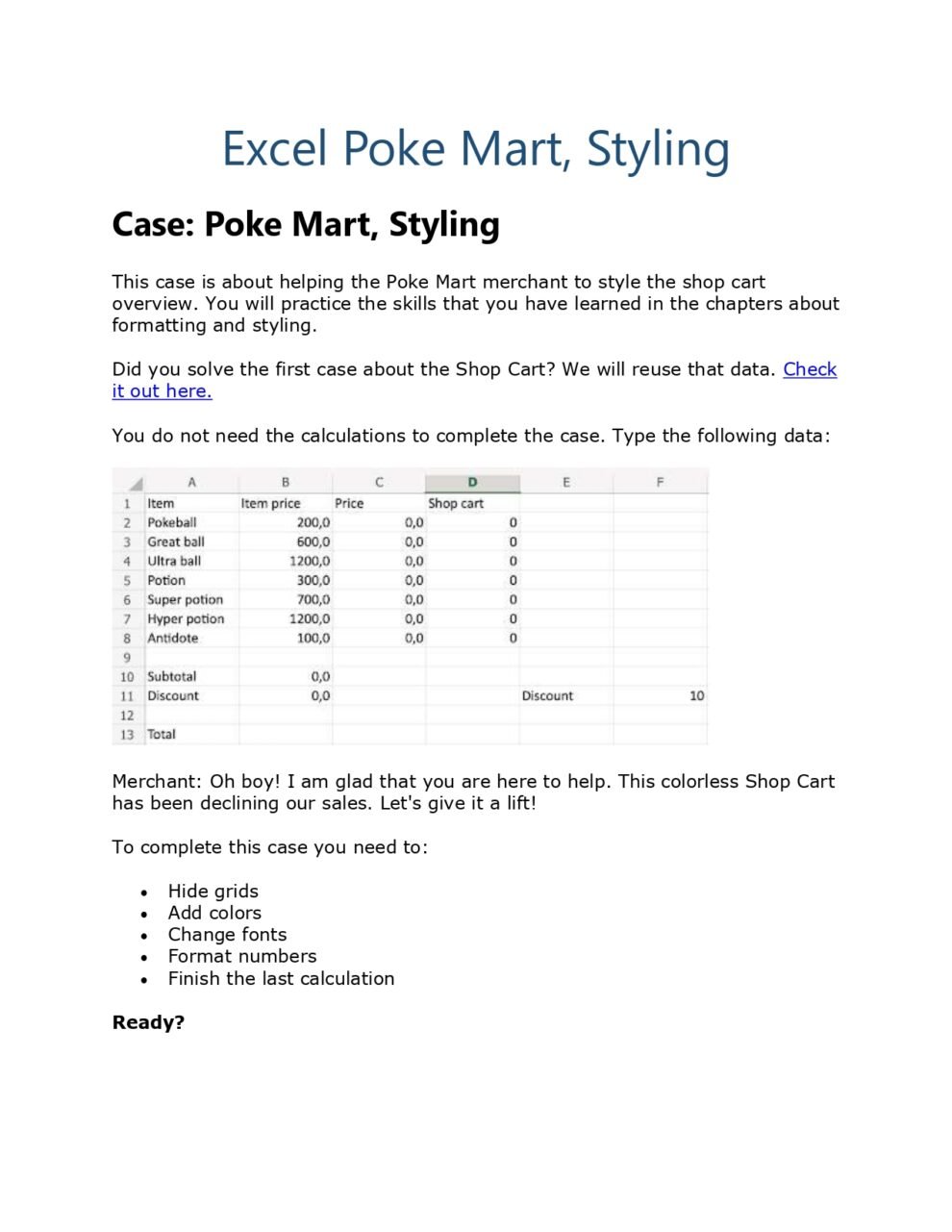 Excel Poke Mart, Styling: A Pdf Guide